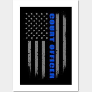 Court Officer Thin Blue Line Flag Posters and Art